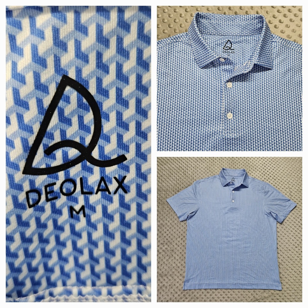 Deolax Lightweight Geometric Stretch Microfiber Golf Shirt Men's Size M